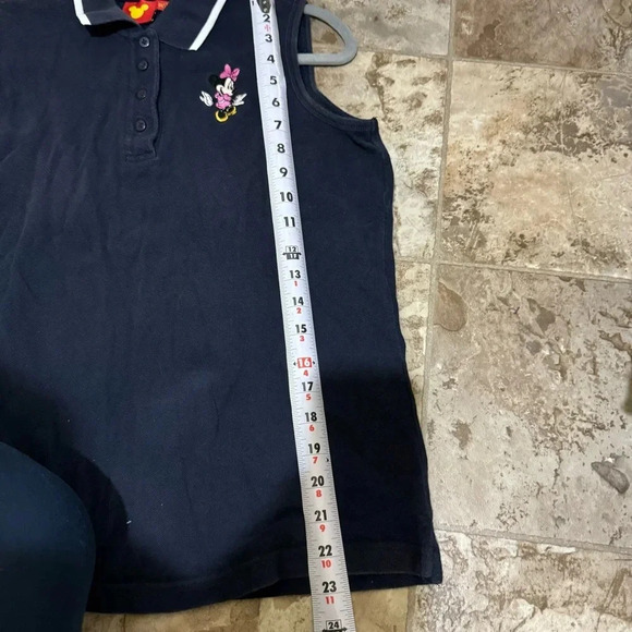 Women’s  Disney Brand Vintage 90’s Minnie Mouse Collared Navy Tank Top Size: M - Picture 14 of 15